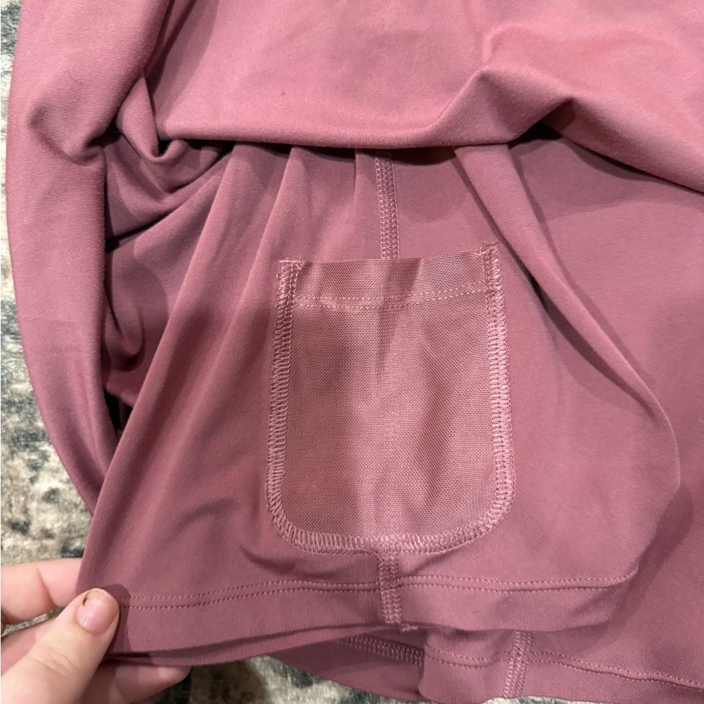 Girlfriend Collective work out Mini Dress in Mauve with shorts underneath - Picture 7 of 11